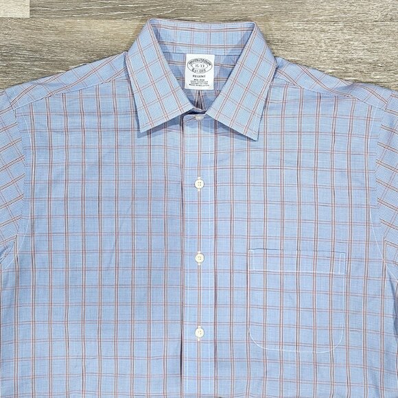 Brooks Brothers Regent Blue Check Dress Shirt 15-33 Supima Cotton - Picture 3 of 7